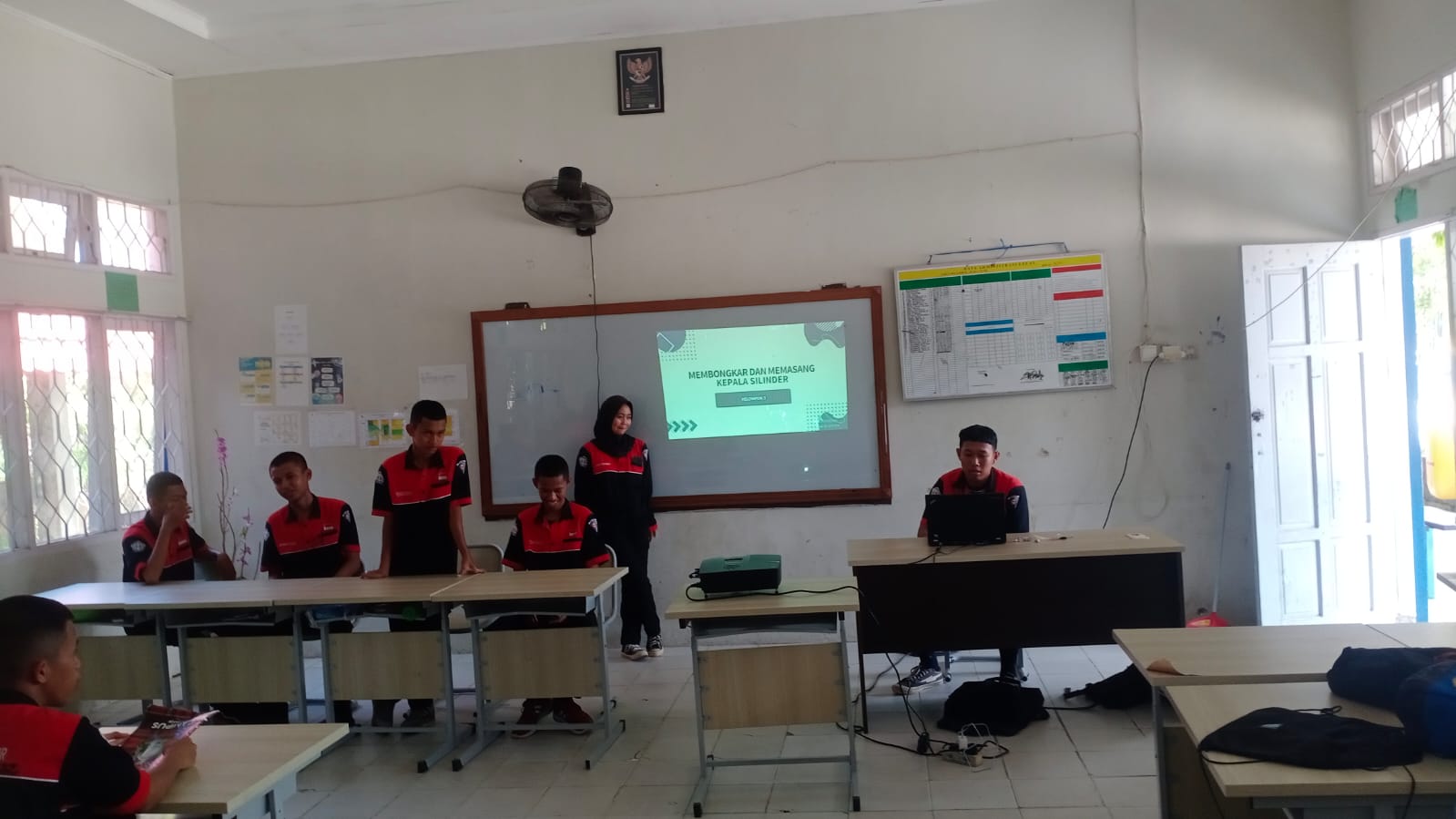 presentasi materi praktik di kelas dengan penuh percaya diri.sebelum melaksanakan praktek